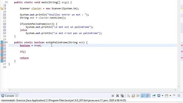 Java - Exercice 2 Palindrome (boolean) смотреть онлайн