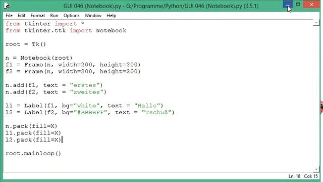 046 GUI mit Python: das Notebook-Widget aus dem Modul tkinter.ttk смотреть онлайн