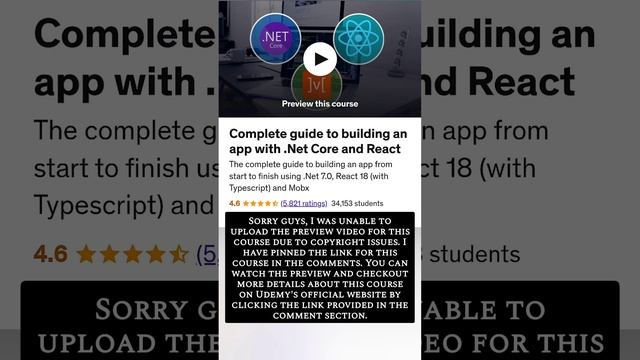 Complete guide to building an app with .Net Core and React смотреть онлайн