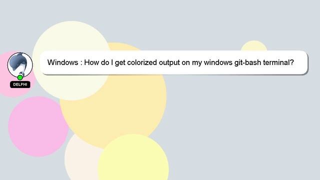 Windows : How do I get colorized output on my windows git-bash terminal? смотреть онлайн
