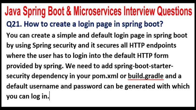 Java Spring Boot & Microservices | Q21. How to create a login page in spring boot? смотреть онлайн