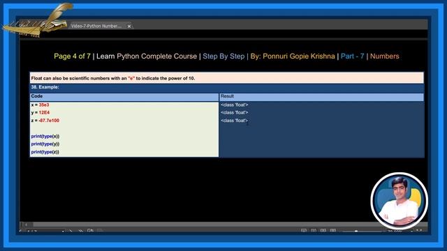 Learn Python Complete Course | Step By Step | Numbers | By: Ponnuri Gopie Krishna | Part - 7 смотреть онлайн