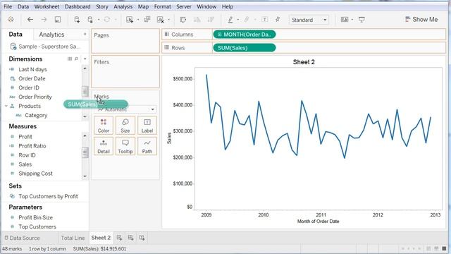 How to create a line graph with line for Total Sum of other lines in Tableau смотреть онлайн