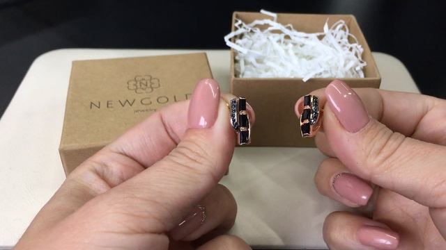 Серьги 094876 из красного золота 585 пробы с черными агатами смотреть онлайн