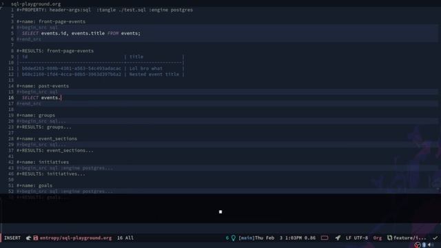 Using org-mode as an SQL playground смотреть онлайн
