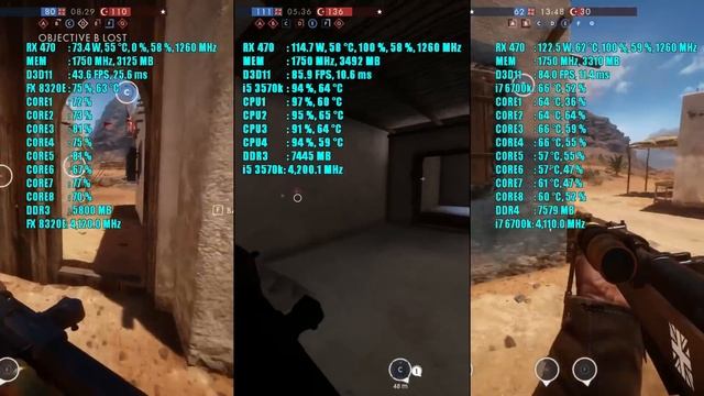 Battlefield 1 RX 470 4GB & FX 8320E - i5 3570k - i7 6700k | 1080p | FRAME-RATE TEST COMPARISON смотреть онлайн