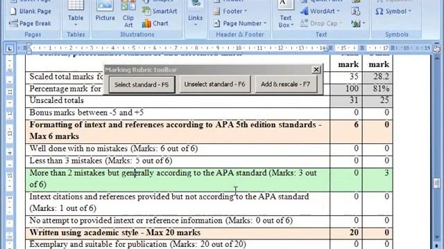 automated marking rubric use function keys to highlight standards and record, add, and rescale mark смотреть онлайн