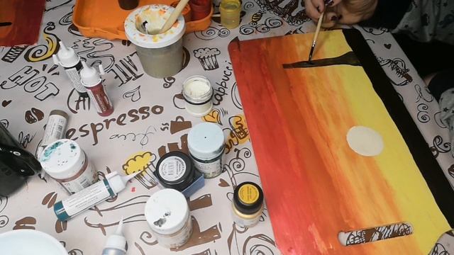 Рисуем на разделочных досках. Закат. смотреть онлайн