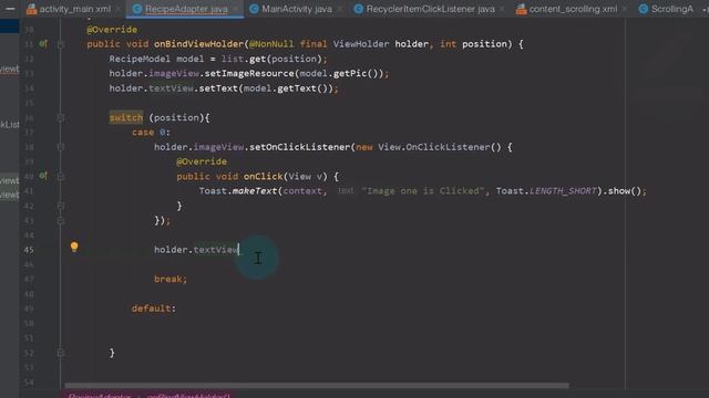 OnClickListner on Image and Text in RecyclerView - RecyclerView in Android #11 смотреть онлайн