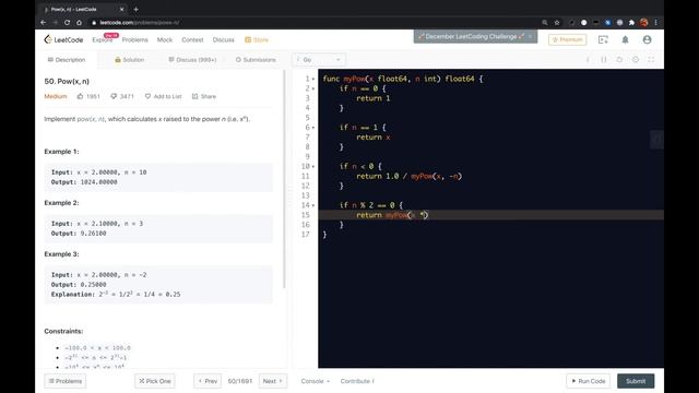 LeetCode in Golang - Pow(x, n) смотреть онлайн