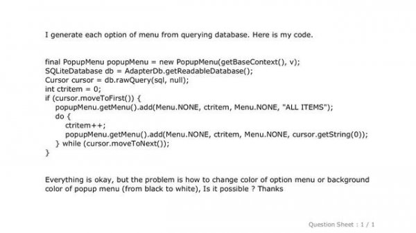 Android : How to change background color popup menu android
