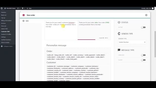 Customer SMS template - SMS module for ecommerce смотреть онлайн