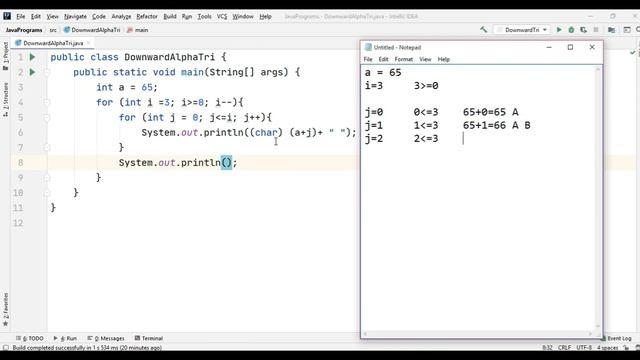 Pattern 15 - Java program to print Downward Alphabetic Triangle || Java Pattern Programs смотреть онлайн