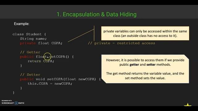 java object oriented programming Encapsulation смотреть онлайн