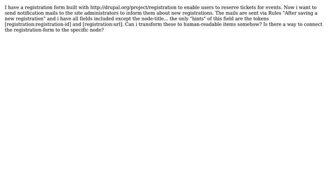 Registration module, Rules, how to add the node-title of the registrated entity to notification... смотреть онлайн
