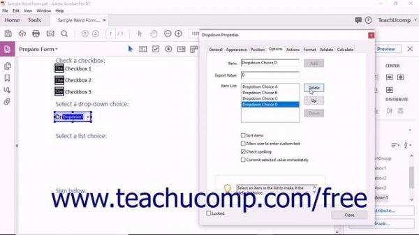 Acrobat Pro DC Creating Drop-Down and List Boxes - Adobe Acrobat Pro DC Training Tutorial Course