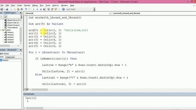 VBA Automation Series - 17 (LBound and UBound Function in VBA Array with example) смотреть онлайн