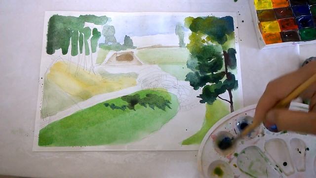 Рисую Гродненский парк Жилибера , скетч/ I draw the Grodno Zhilibera Park, sketch смотреть онлайн