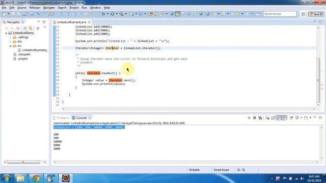 How to get each object from the LinkedList using Iterator? | LinkedList (Iterator) смотреть онлайн