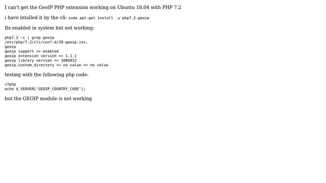 DevOps & SysAdmins: php geoip not working on ubuntu 18.04 смотреть онлайн