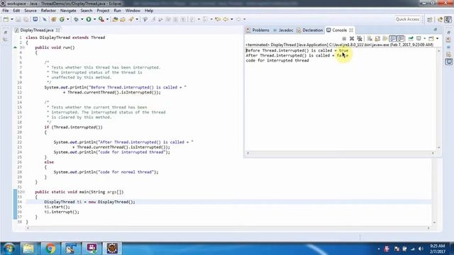 How to check thread is interrupted using interrupted methods? | Java Threads смотреть онлайн