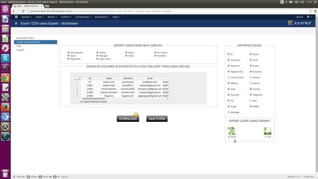 Export Joomla users and Contacts data to Excel or CSV file смотреть онлайн