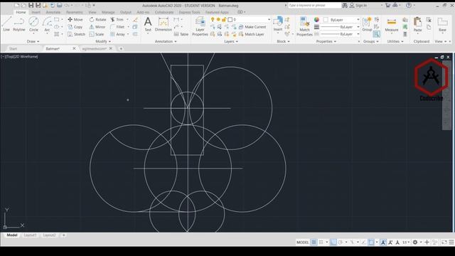 Drawing Batman Model in AutoCAD 2020 смотреть онлайн
