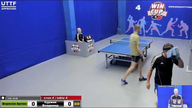 00:20 Борисов Артем (3:1) Суржик Владимир стол 4 ЮГ-4 27.06.21