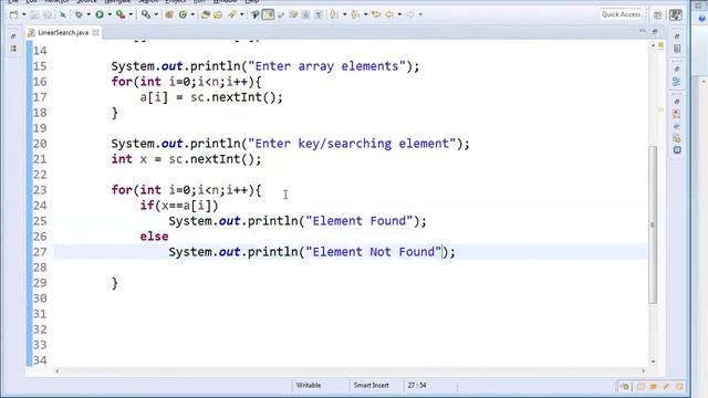 Program #18 Linear search program implementation in Java смотреть онлайн