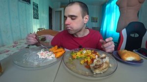 МУКБАНГ МИНТАЙ ЖАРЕНЫЙ / ЧЕБУ ПИЦЦА - ПЕППЕРОНИ / РИС / САЛАТ / РАССТЕГАЙ / EATING АСМР ASMR