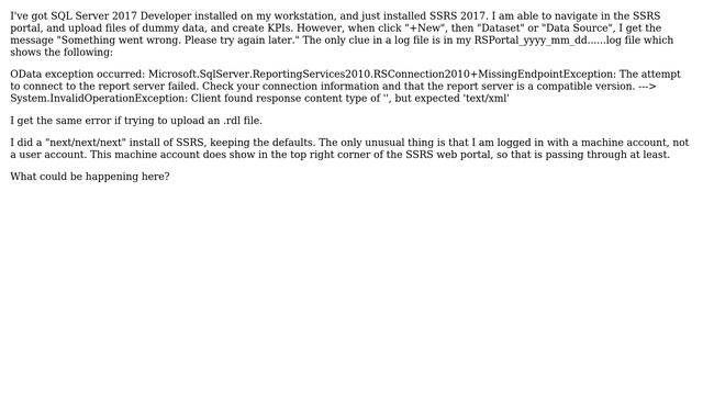 Databases: SSRS 2017 - Client found response content type of '', but expected 'text/xml' смотреть онлайн