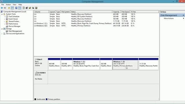 Windows 8.1: Shrink, Extend, Delete, Create Partitions смотреть онлайн
