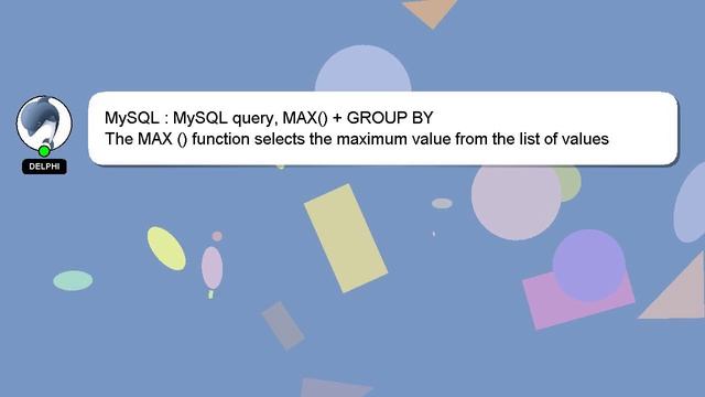 MySQL : MySQL query, MAX() + GROUP BY смотреть онлайн