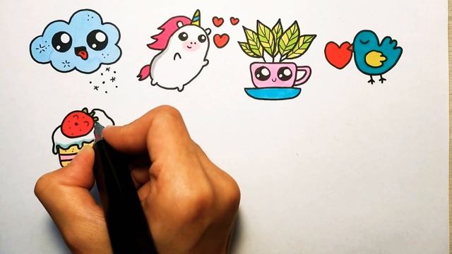 МИЛЫЕ РИСУНКИ легко/КАВАЙНЫЕ рисунки/ЛЕГКИЕ рисунки для срисовки/идеи для наклеек смотреть онлайн