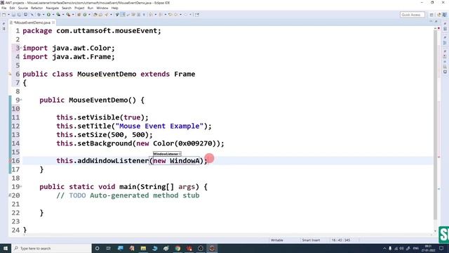 MouseListener Interface in java | methods of | example | java awt | hindi смотреть онлайн