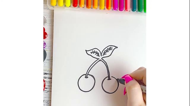 Как нарисовать милые Вишенки Рисунки для начинающих Рисунки для срисовки легкие и красивые