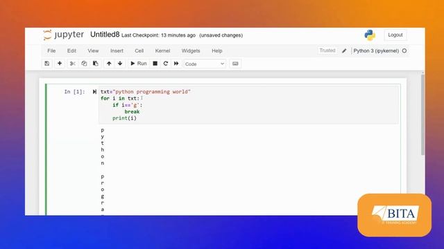 For loop in Python | For loop with BREAK | For loop with Continue | Python For loop example| BITA смотреть онлайн
