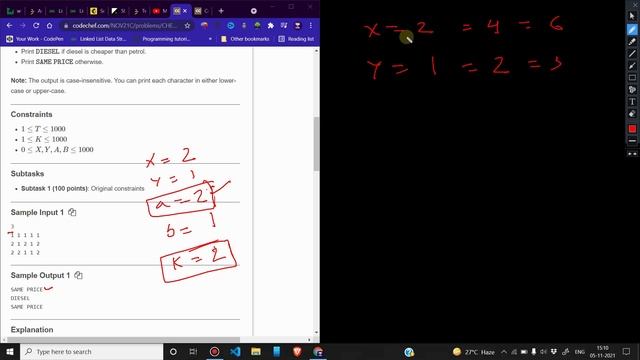 Which Fuel is Cheaper (CHEAPFUEL) | Codechef Long November | November Challenge 2021 Division 3 смотреть онлайн
