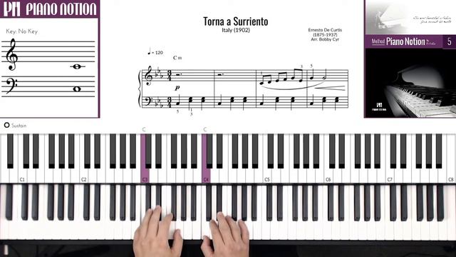 Torna a Surriento | Ernesto De Curtis (Sheet Music - Piano Solo Tutorial - Piano Notion Method Book смотреть онлайн