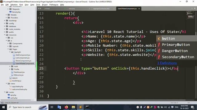 Laravel 10 React Tutorial - React onClick event handlers in console.log смотреть онлайн