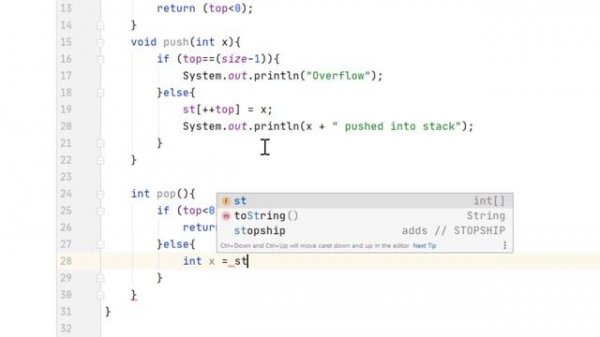 Implementation of stack on Arrays in Java - Data Structures