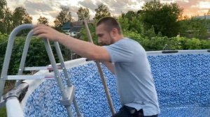 Выдержала ли площадка бассейн? 16 ТОНН! Бассейн 457x122