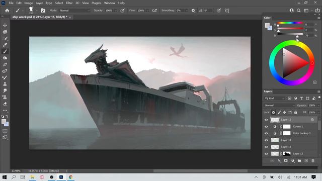 Dragon Ship Photobash - Concept Art Photoshop смотреть онлайн