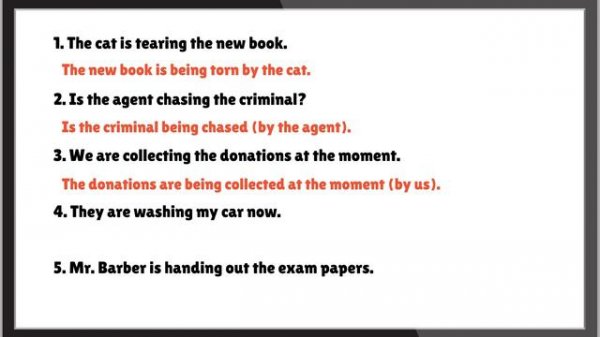 Present Progressive Passive Exercise