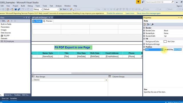 How to fit PDF export on one page in reporting services avoid column splitting to multiple pages смотреть онлайн