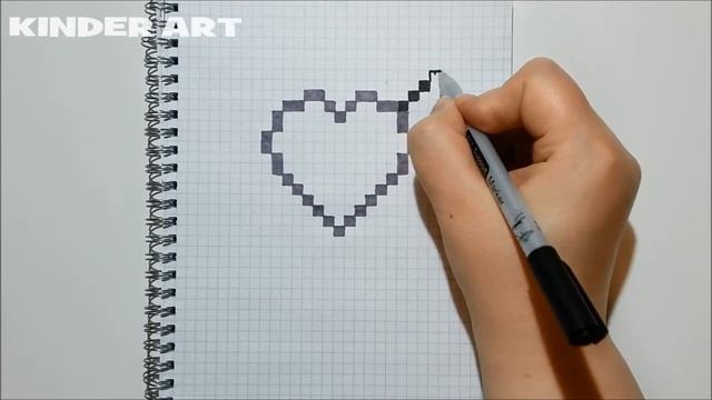 Сердце со стрелой - Рисунки по клеточкам | Heart - Pixel art смотреть онлайн
