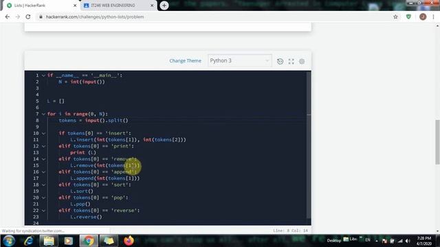 Lists || Remove,Insert,Pop,Print Function || Python 3 || HackerRank смотреть онлайн
