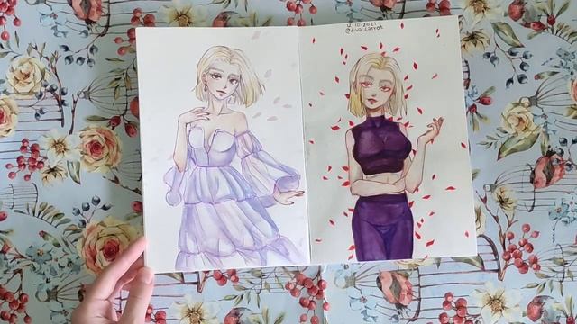Обзор на скетчбук | Много акварельных работ | Фэнтезийные мотивы смотреть онлайн