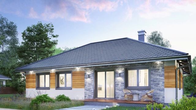 Проект одноэтажного дома с вальмовой кровлей, 4 спальни, 115 кв.м / ГК «АСП» смотреть онлайн