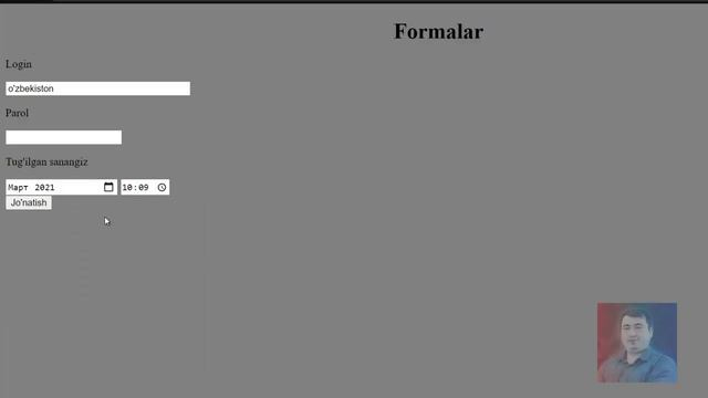 6 dars. FrontEnd. Formalar bilan ishlash. 1 qism смотреть онлайн